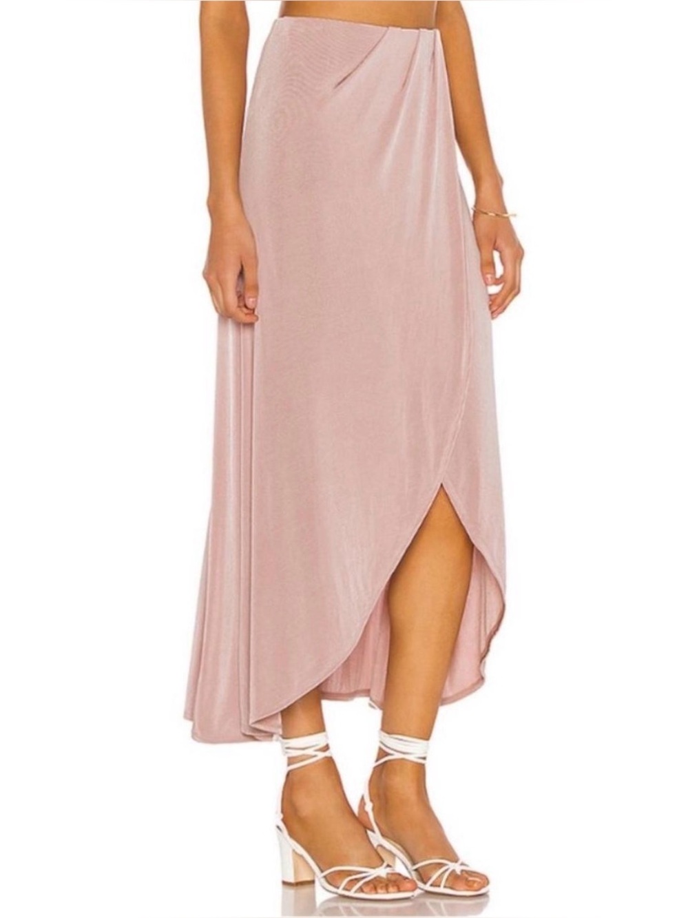 NWT Free People Medium Smoke & Mirrors Faux Wrap Skirt Slinky Dusty Dogwood See
